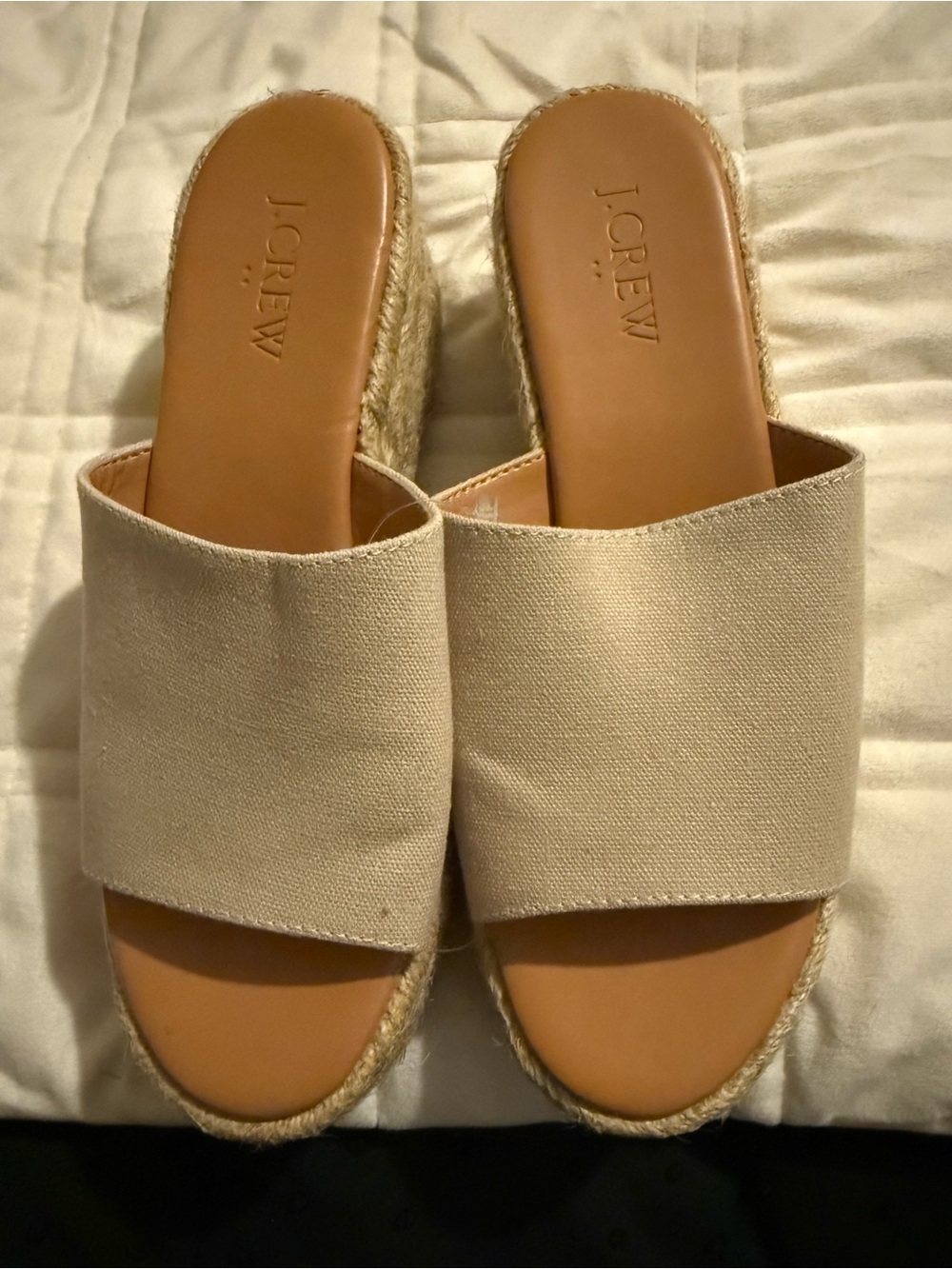 J. Crew Women's Natural Canvas Espadrille Slide Sandals